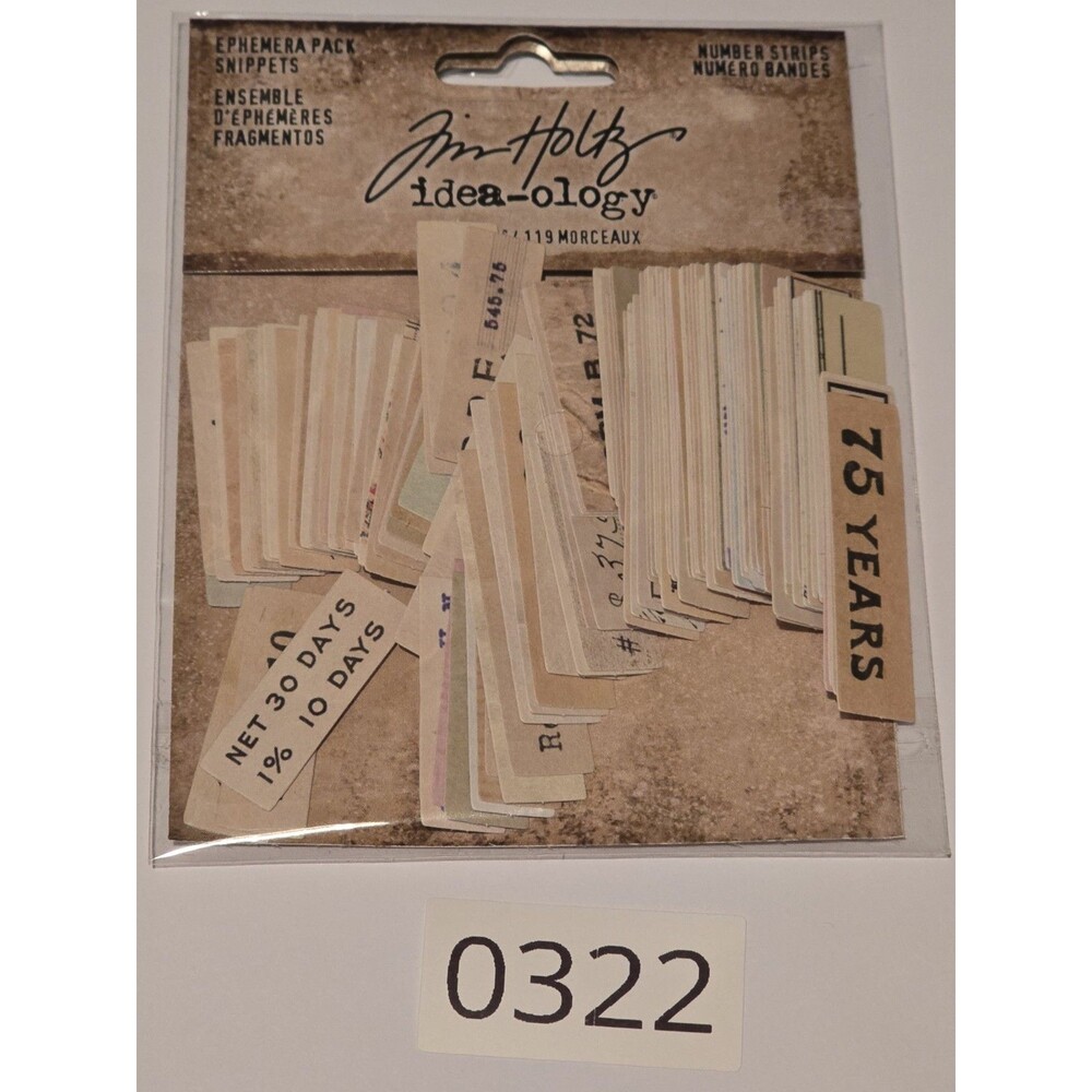 Tim Holtz Idea-ology Number Strips Ephemera Pack 119 Pieces Vintage Style